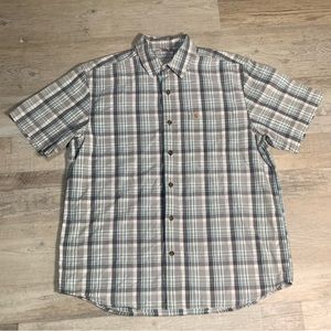 Carhartt Button Up Shirt L Tall Plaid Flannel Collared Work Wear Relaxed Fit